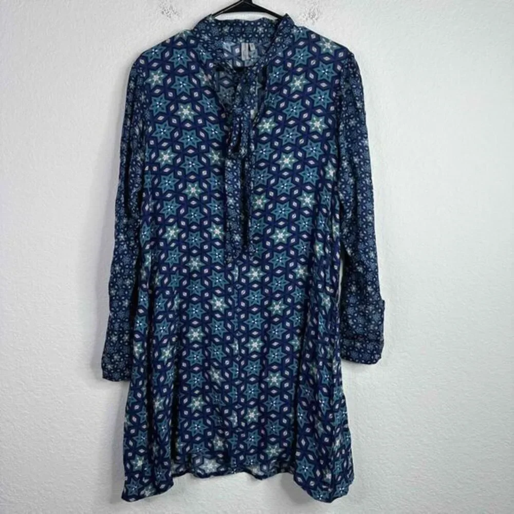 Blank London Dress Womens Small Long Sleeve Blue Abstract‎ Fairy Boho Whimsical